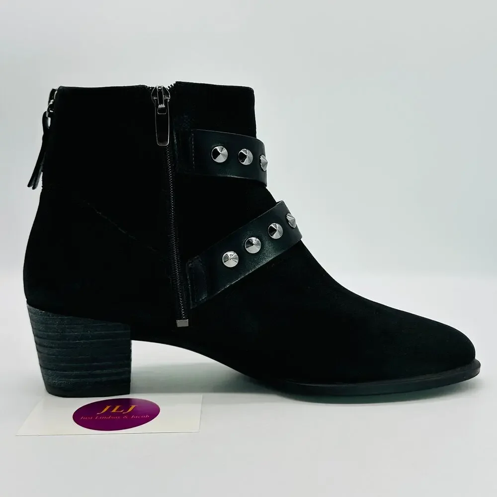 ECCO Women's Black Nubuck Studded Harness Ankle Boots Size 39 EU/ 8-8.5 US